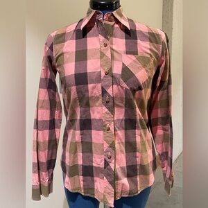 Vintage L.L. Bean Women’s Plaid Button-Down - Pink and Olive